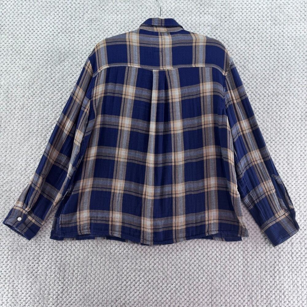 aerie Plaid Flannel Shirt Womens M Blue 90s Grunge Cabincore Outdoors - Picture 7 of 13